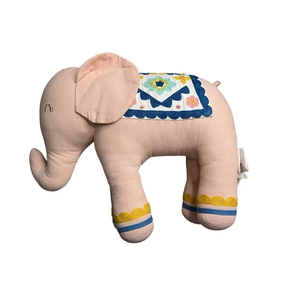 Opalhouse Pink Elephant Plush Decorative Pillow Embroidered Boho Nursery‎ Decor